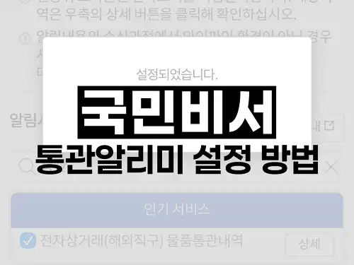 국민비서 통관알리미 설정 방법