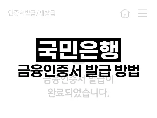 국민은행 금융인증서 발급 방법